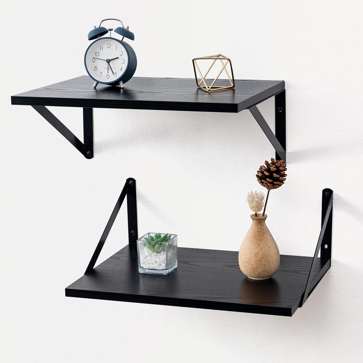 16W 12D Set 2, 12 Inch Axeman Deep Floating Shelves for Wall, x Black Floating Shelves of Deep Large Wall Mounted