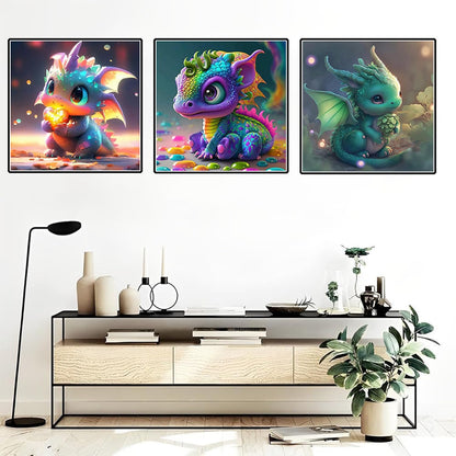VeGuude RYMILIE Diamond Painting Kits for Adults - 6 Pack Little Dragon DIY 5D Diamond Art Kits Full Drill Diamond Dots Paintings with Diamonds Gem Art and Crafts Home Decor 12x12inch