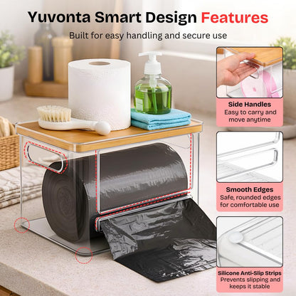 2.5 15 Trash Bag Dispenser with Front Opening, Stackable Garbage Bag Holder for Kitchen & Home, Fits Gallon Bags