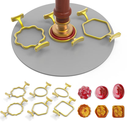 Yelsky 6PC Metal Wax Seal Kit with Round Flower Oval Square Hexagonal Mold Shapes for Stamp, Silicone Mat for Sealing, Wax Mold for Wedding, Valentine's Day Cards/Letters