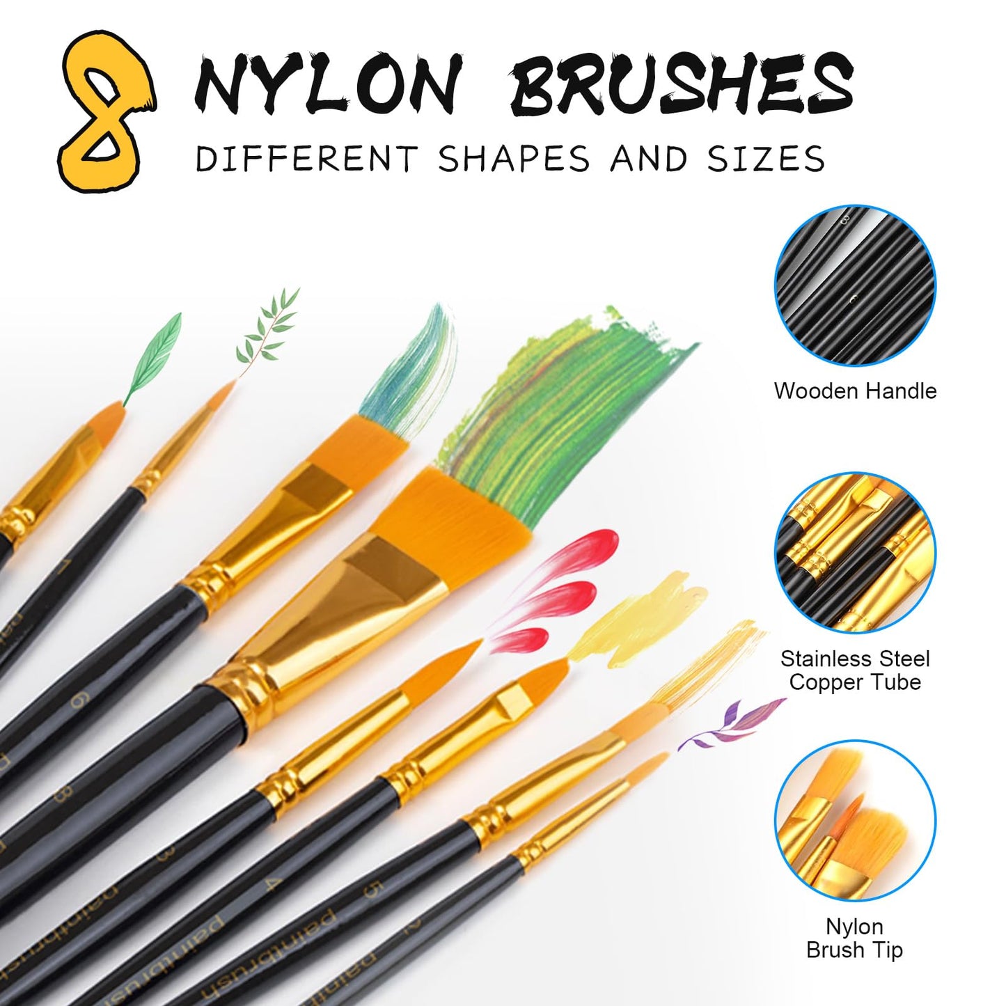 Whalsure Paint Set, Acrylic Paint Set for Kids & Adults - Painting Supplies with 18 Acrylic Paints, 8 Painting Brushes, 5 Canvas Panels, etc