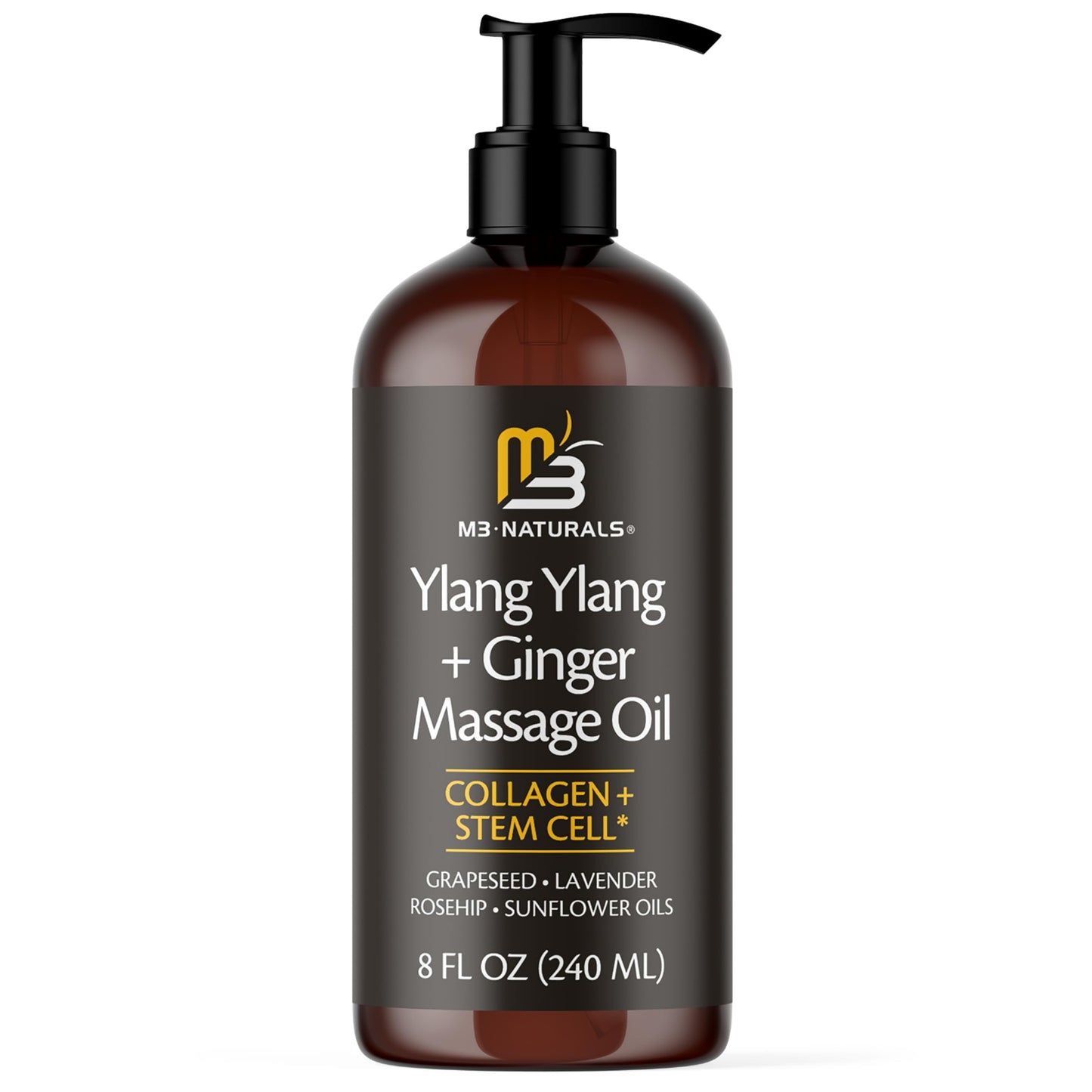 M3 Naturals Firming Body Massage Oil with Collagen & Stem Cell – Helps Smooth The Appearance of Cellulite & Improve Skin Texture – Refreshing Aromatherapy Body Oil for Legs & Full Body – 16 Fl Oz
