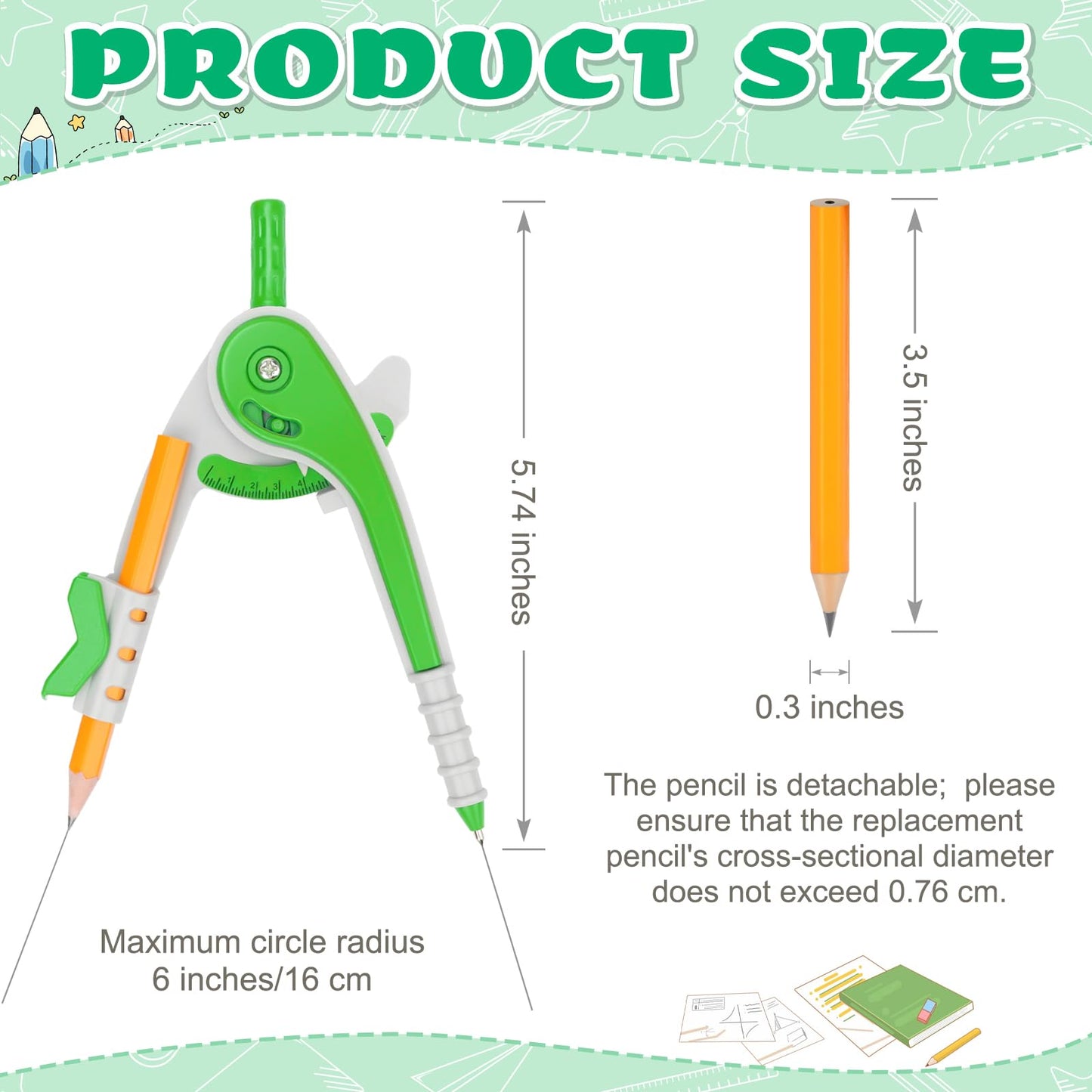 Zealor 32 PCS Math Compass Geometry Math Drafting Set 6 Inch Plastic Drawing Compass with Pencils for Math Student Classroom School Office Woodworking Art Drawing Mandala Studying