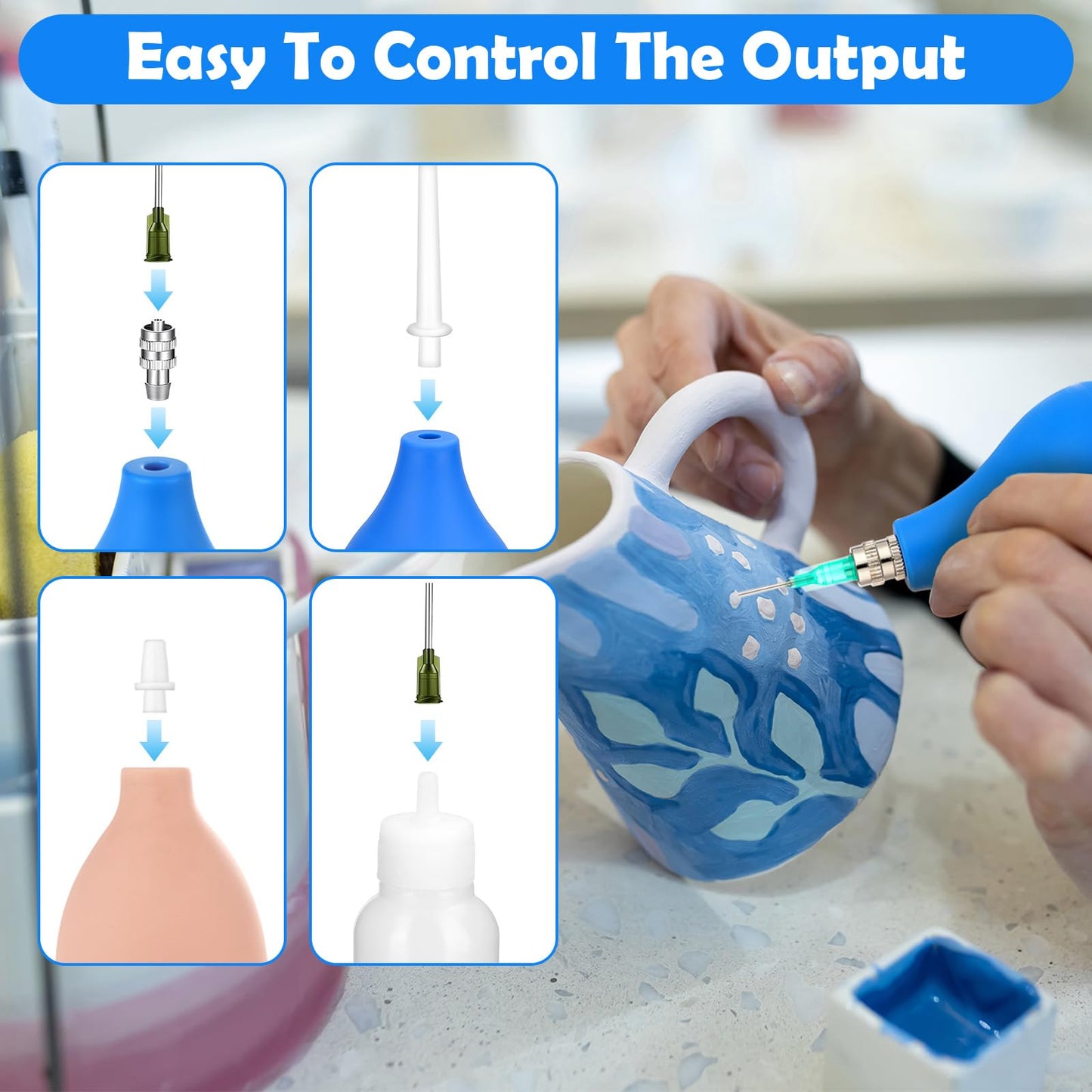 98 PCS Pottery Tools Supplies Precision Tip Applicator, Clay Slip Trailing Bottles with Needles Glaze Brushes, Ceramic Tool Set with Squeeze Graduated Bottle for Glaze