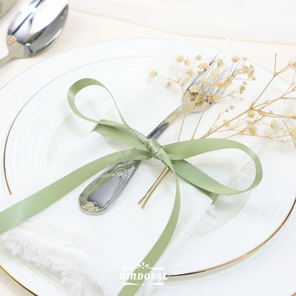 DINDOSAL Sage Green Satin Ribbon, 1/2 Inch x 50 Yards, Thin Ribbon for Wedding Decor, Gift Wrapping, Hair Bows, Baby Shower, Invitations, Bouquet Wrap