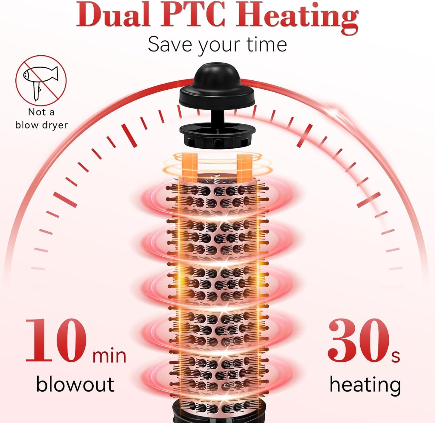 Ufree Ionic Thermal Brush, 1.5 Inch Heated Round Brush for Blowout, 30s Fast Heating Curling Brushes with 9 Temp Settings, Dual Voltage Travel Hair Styling Tool, Not Blow Dryer