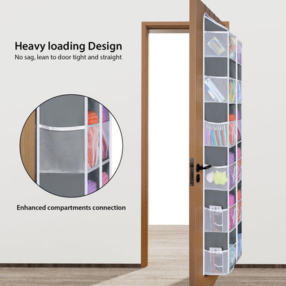 Univivi Over Door Hanging Yarn Storage Organizer, 6 Tiers Hanging Yarn Knitting Organizer with 12 Mesh Side Pockets for Crochet Accessories, Knitting Needles and Yarn Balls