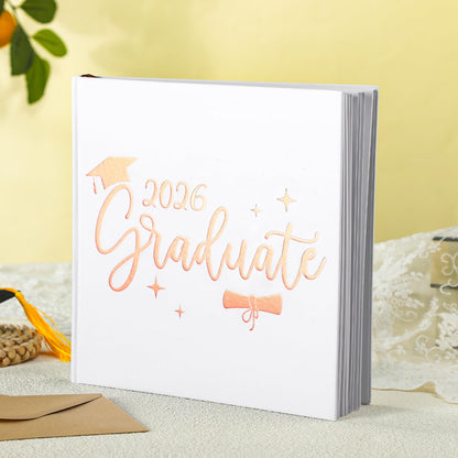Humyoun 2026 Graduation Guest Book 8.7'' x 8.7" with 2 Markers Graduate Scrapbook Class of 2026 Picture Book Hardcover Rose Gold Foiled Photo Album for Graduation Party Supply Graduate Gifts 144 Pages