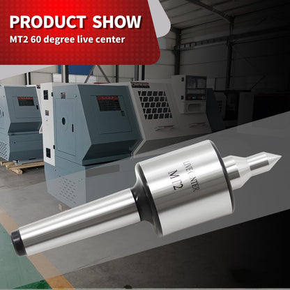 Nakkaa Lathe Center MT2 Live Center 0.0002" High Accuracy 60 Degree with 18mm Shank Diameter for Lathe Wood Metal Turning Tool