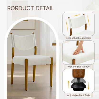 KISLOT Upholstered Dining Chairs Set of 4, Solid Wood Armless Kitchen Chairs with Soft Polyester Fabric, 18.9" Seat Height, Modern Dining Room Seating, 300 lbs Capacity, Linen