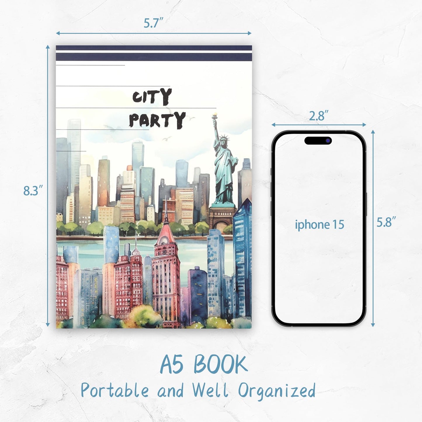 Dizdkizd Landscape and City Themed Scrapbook Journaling Stickers, 150 Die-Cut PET and Washi Paper Sticker Book for Junk Journaling, Collage, Craft Projects