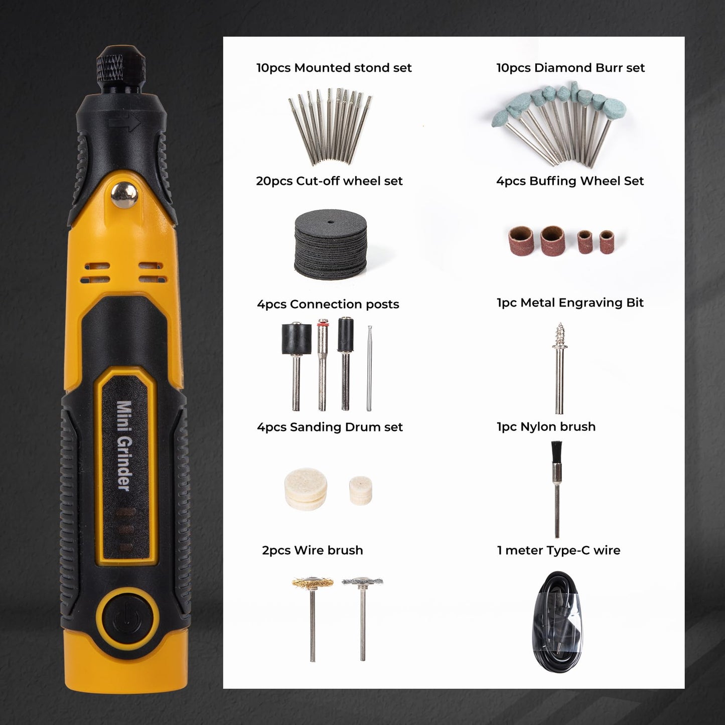 MDBTTOOLS 3.6V Cordless Rotary Tool Kit, 55-Piece Mini Grinder Set with Diamond Burrs, Cut-Off Wheels, Sanding Drums for Engraving, Polishing, Cutting, Resin Crafts
