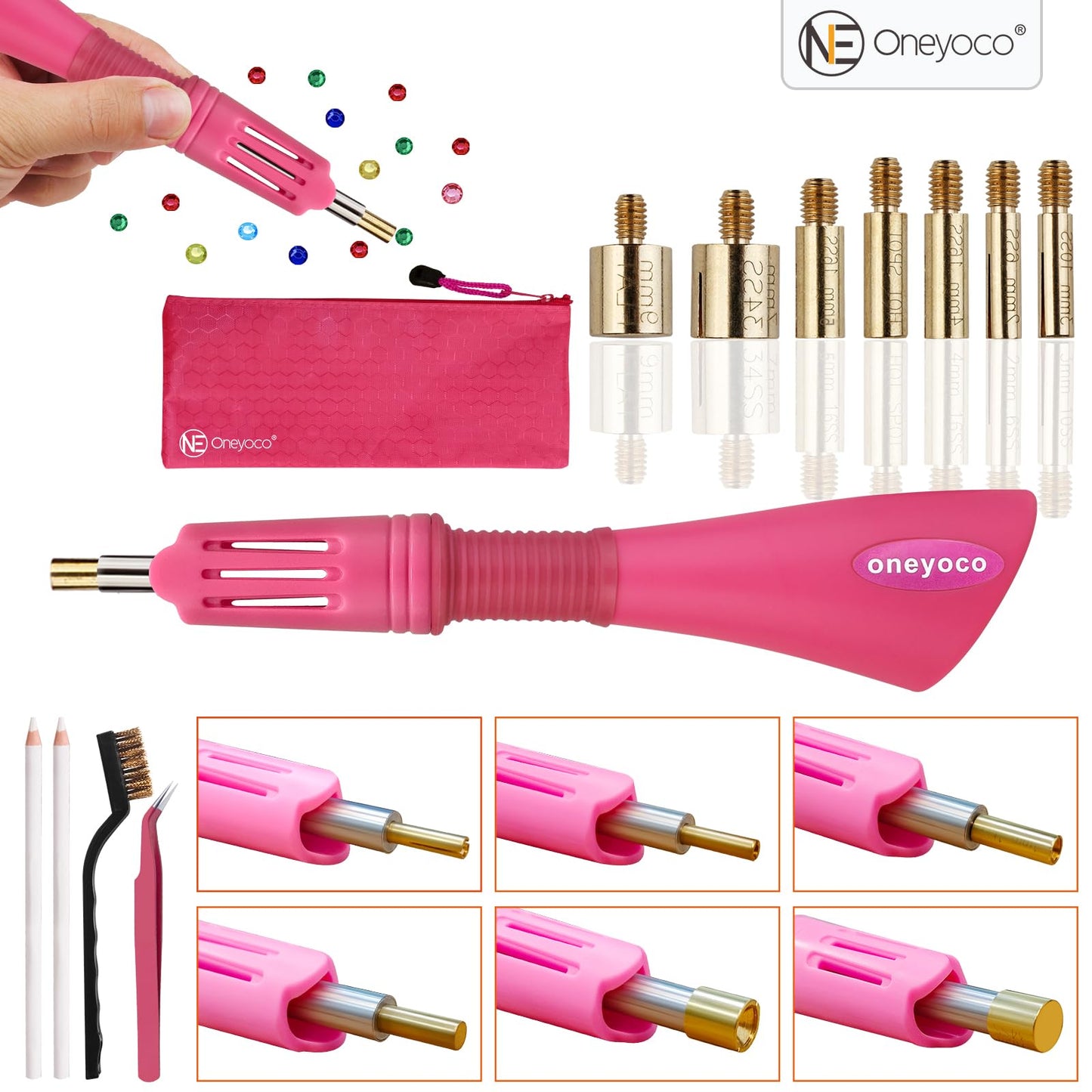 Oneyoco Hotfix Rhinestone Setter, Rhinestone Applicator Tool Kit with Rhinestones, Hot Fixed Wand for Clothes, Fabric Crafts