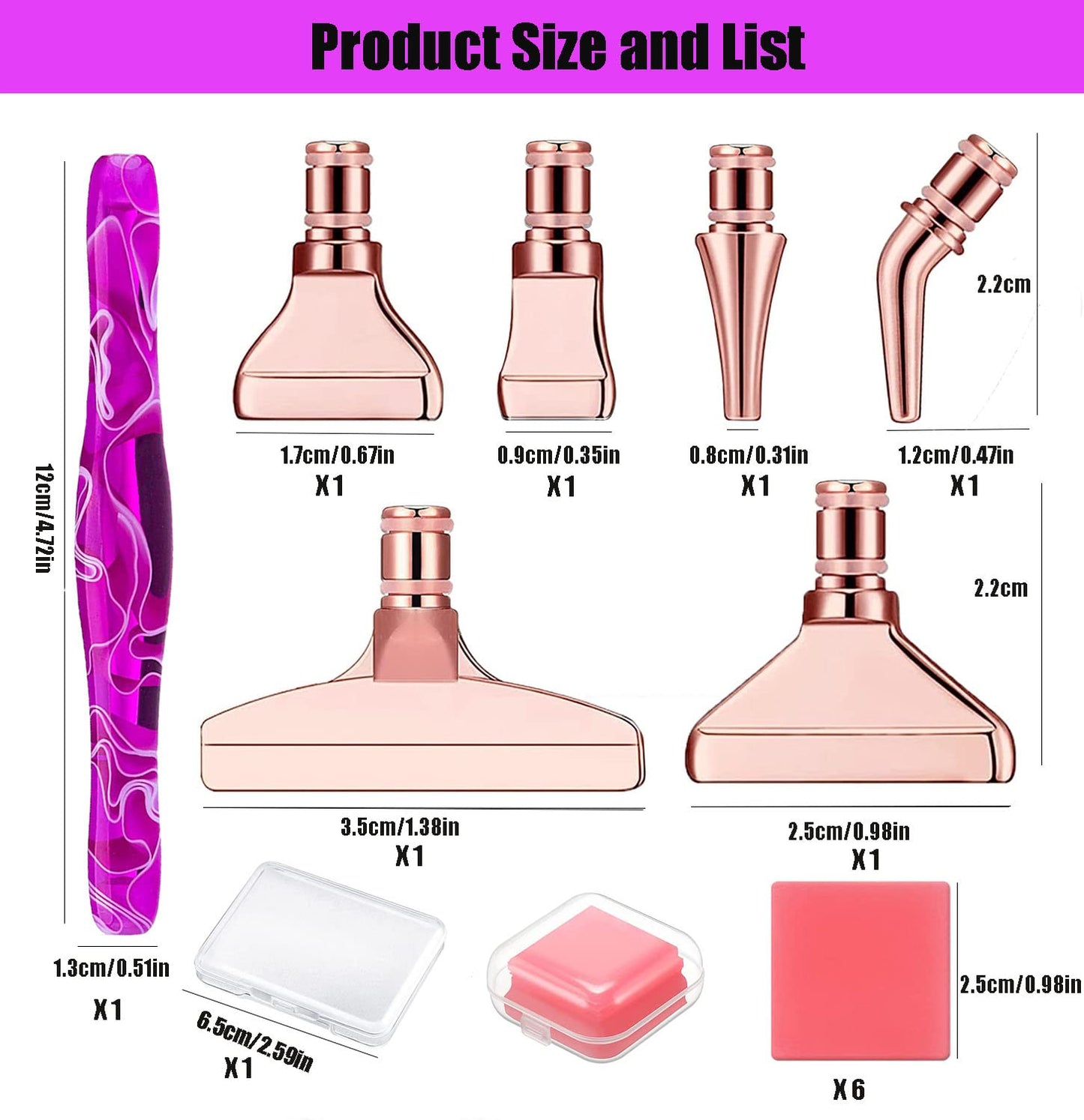 Heyseri 14PCS Diamond Painting Pen Accessories Tools Set Ergonomic Diamond Art Pen Exquisite Stainless Steel Metal Pen Tips and 6 Painting Glue Clay,Comfort Grip and Faster Drilling for DIY Craft