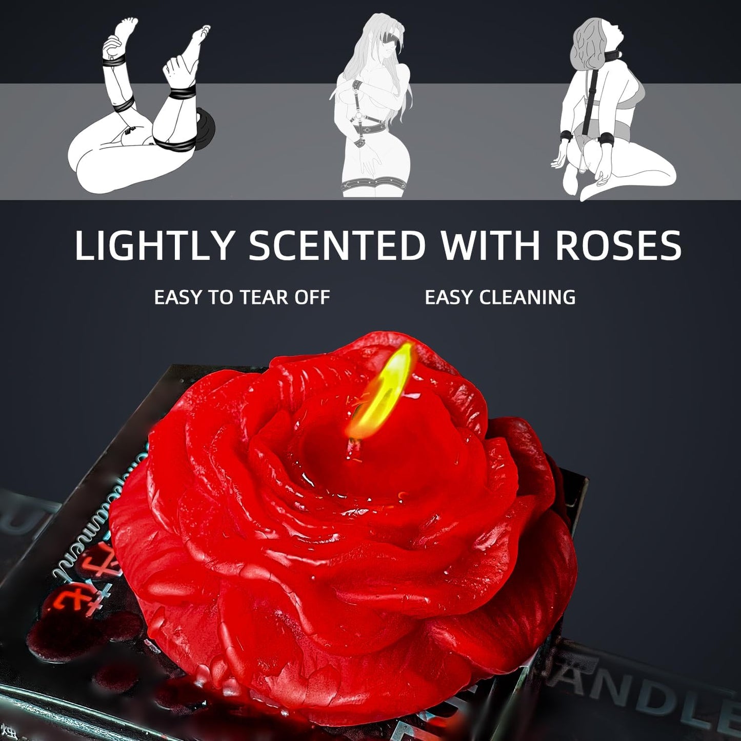 YGOJKE Low Temperature Candles,Romantic Wax Play Candles Low Heat for Lovers Couples Heart Rose Scented Luminous Adult
