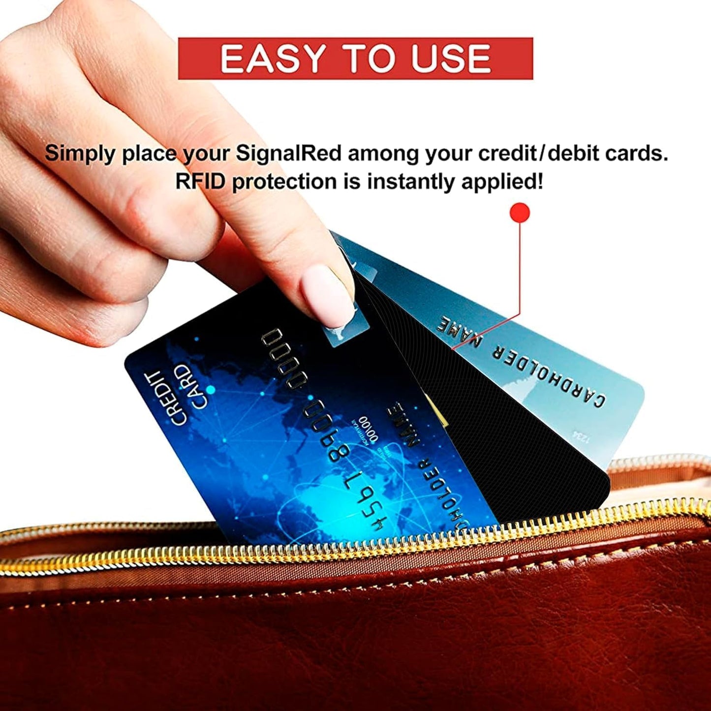 SaiTech IT RFID Blocking Card, One Card Protects Entire Wallet Purse, NFC Contactless Bank Debit Credit Card Protector ID ATM Guard Card Blocker–(Black) (5 Pack)