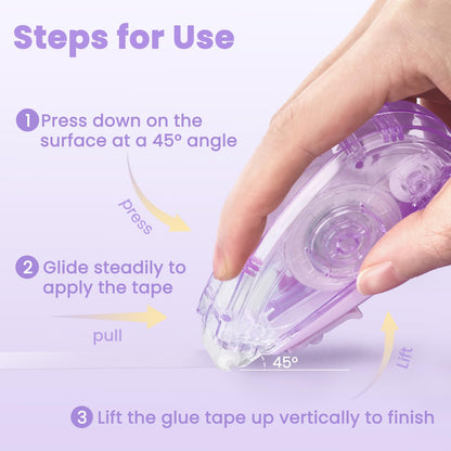 Sooez Extra Long Glue Tape, 12 Pack Double Sided Tape Roller for Crafts, Adhesive Scrapbook Tape Runner, Scrapbooking Journaling Supplies, for Card Making, Gift Wrapping, School Office, 33ft x 0.31in