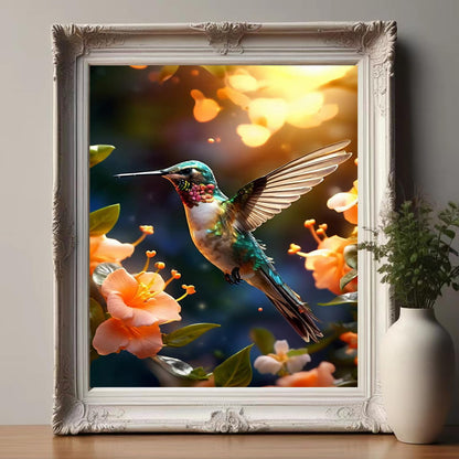 Lvmuu Large Hummingbirds Diamond Painting Kits for Adults, 5D Flowers DIY Full Square Drill Diamonds Art Sets for New Beginner, Paint with Diamonds Beads Art Craft Home Decoration 16x20in