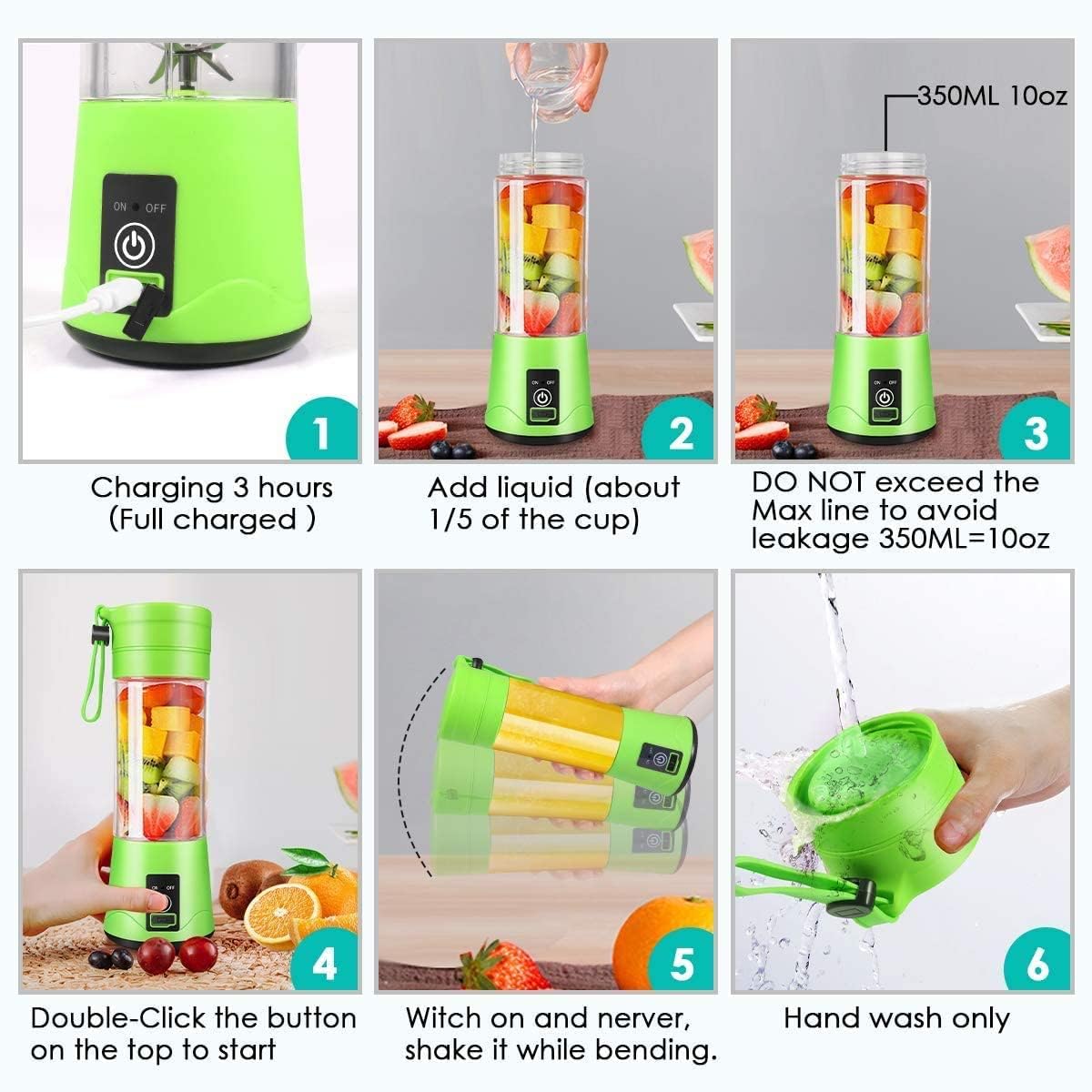 Portable Blender, Personal Mixer for Fruit, Rechargeable with USB, Mini Blender for Smoothie (Pink)