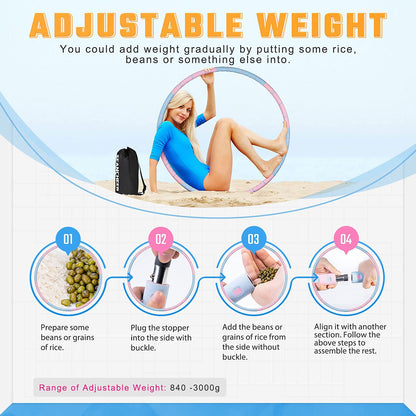 Weighted Detachable Exercise Ring, 2 to 5lb Adjustable, 8 Sections Portable for Indoor and Outdoor, Great for Adults and Beginners, by SEANCHEER