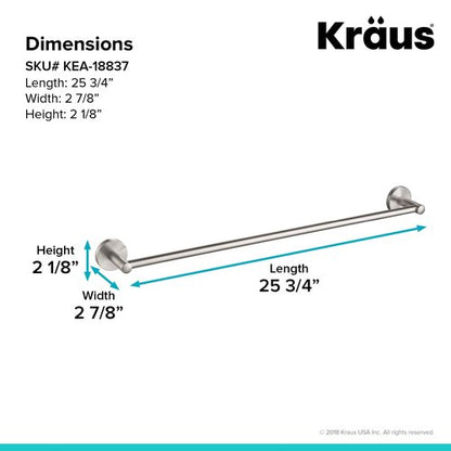 KRAUS Elie 24-inch Bathroom Towel Bar, Brushed Nickel Finish, KEA-18837BN