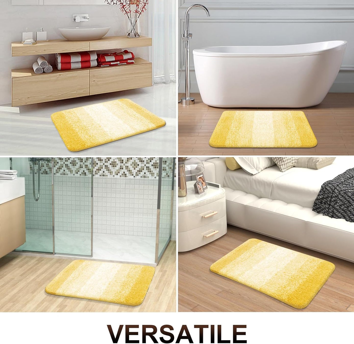 OLANLY Large Bathroom Rug Mat - Extra Soft Microfiber, Quick Dry & Machine Washable | 54x24, Yellow