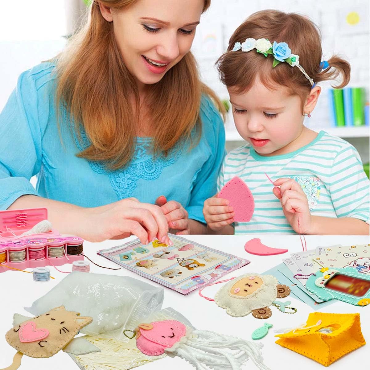 Ferberbears Flet Sewing Kit for Kids Arts and DIY Crafts Kit for Girls Handmade Animal Hanging Charms Beginner 8-10-12 Birthday Gift
