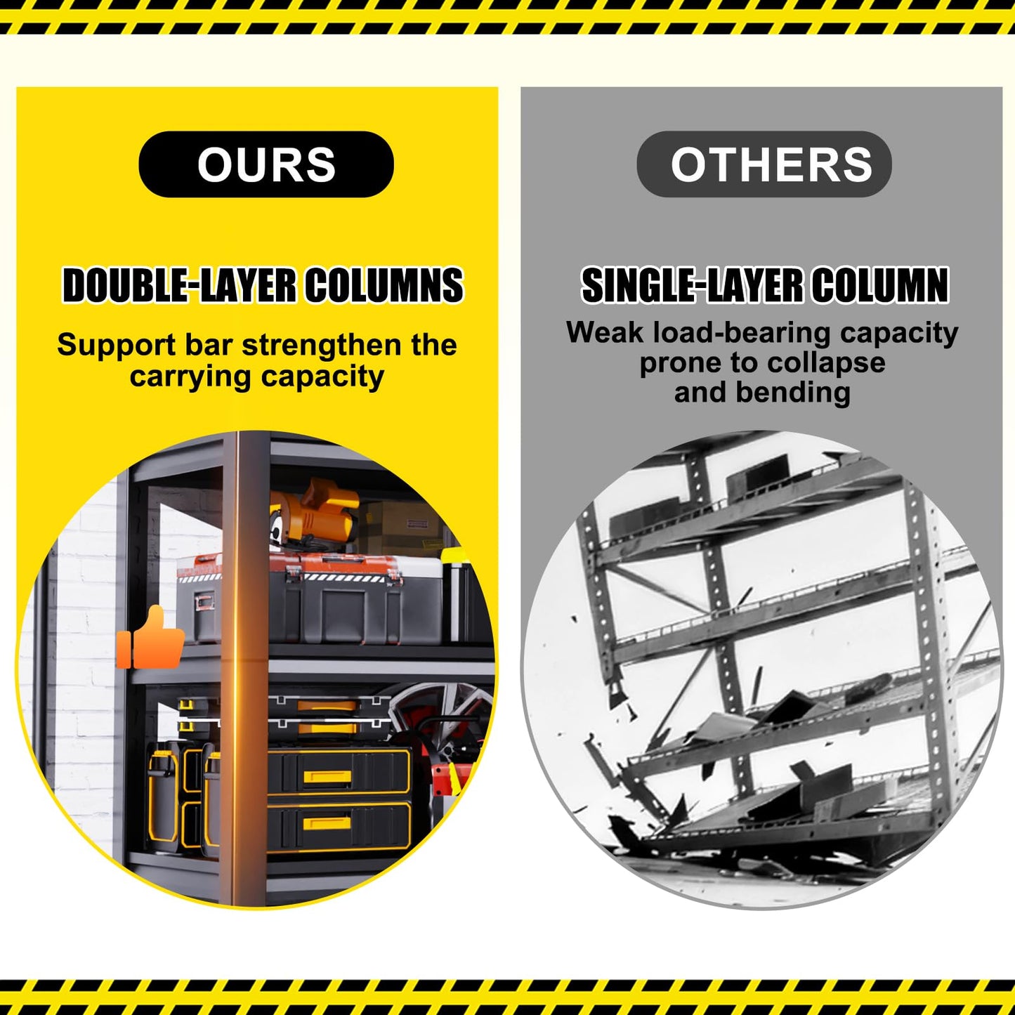 Set of 6 All Metal Garage Shelving - 2050 lbs 5 Tier Storage Shelves, Adjustable Heavy Duty Metal Shelving Unit and Storage Large Rack, Utility Steel Shelf for Warehouse Industrial Pantry 71"x46"x20"