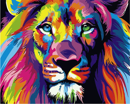 Komking Paint by Number for Adults Kids Beginner, Paint by Numbers Kits on Canvas Painting Kits for Art Crafts Gift, Colorful Lion 16x20inch