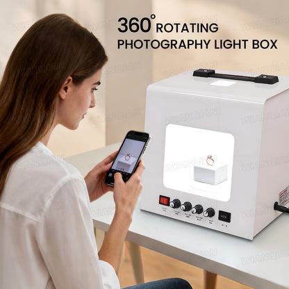 Portable Photo Studio Light Box, Jewelry Photography Box Kit, Jewelry Photography Light Box Kit, 20,000 Lux / 22,000 Lux, Bidirectionally Adjustable Speed, For Small Items Photography Video TB200