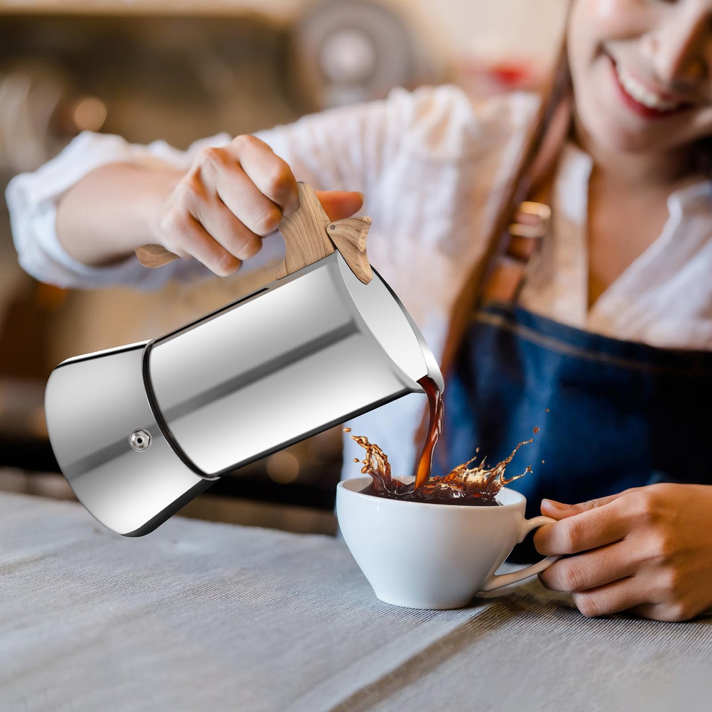Vaolvpant No Coating 12 Cup Moka Pot Thickened 304 Stainless Steel Stovetop Espresso Coffee Maker 600ml 20oz Mocha Percolator Greca Cuban Ideal for Making Rich Authentic Italian Café
