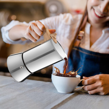 Vaolvpant No Coating 12 Cup Moka Pot Thickened 304 Stainless Steel Stovetop Espresso Coffee Maker 600ml 20oz Mocha Percolator Greca Cuban Ideal for Making Rich Authentic Italian Café