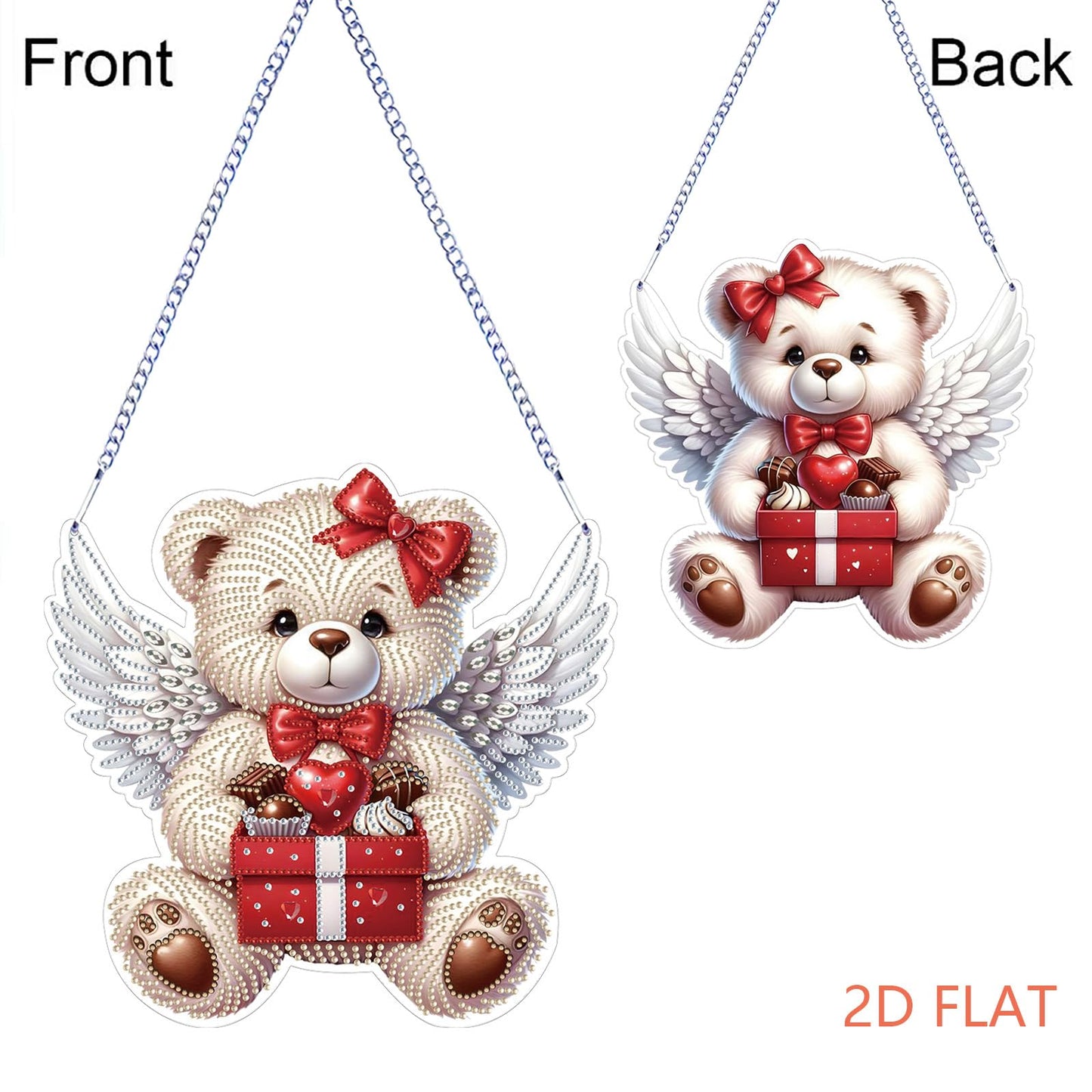 C'eitura 5D Diamond Art Hanging Ornament - DIY Crystal Paint by Diamond Kit, Angel & Bear Pattern Gem Art for Home Wall Decor, Unique Birthday for Her, Wife, Girlfriend