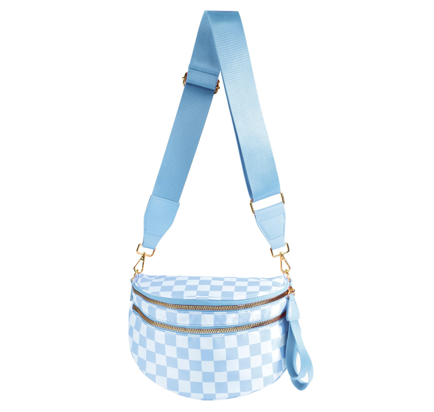 Spacious Checkered Nylon Crossbody Bag Bum Bag Checkered Handbags Wallets for Women