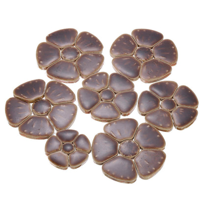 uxcell 250g/0.55 lbs Flower Ceramics Mosaic Tiles, 3.5-6 cm Bulk Stained Ceramic Mosaic Pieces Stones Mosaic Kits for DIY Art Crafts, Handmade Art Craft Projects Home Decor, Brown