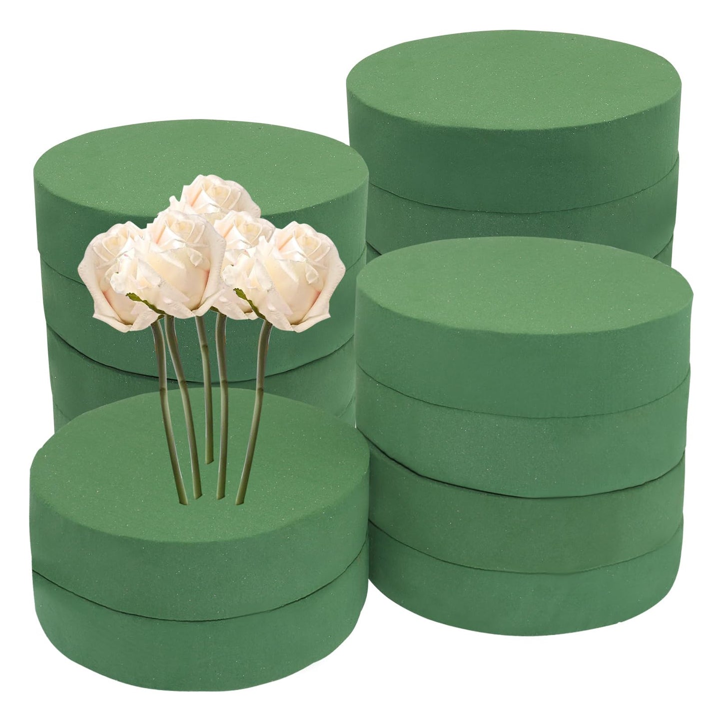 Verkelly 6 Packs Large Round Floral Foam Blocks - 6.49" Dry Floral Foam for Artificial Flower Arrangements