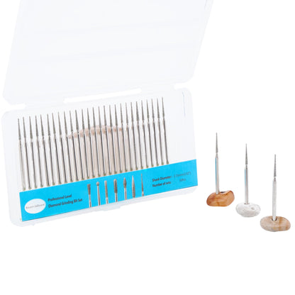 Diamond Tipped Rotary Tool Burr Bits, Tapered Grinder Burr 3/32inch Shank, Grinding Engraving for Stone Carving Tools Pack of 30Pcs