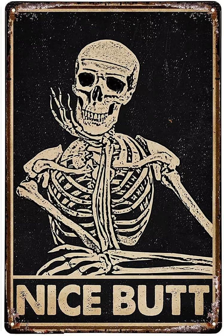 Skull Metal Tin Sign Pretty Face Funny Poster Cafe Dining Room Living Room Kitchen Bathroom Home Art Wall Decor Plaque