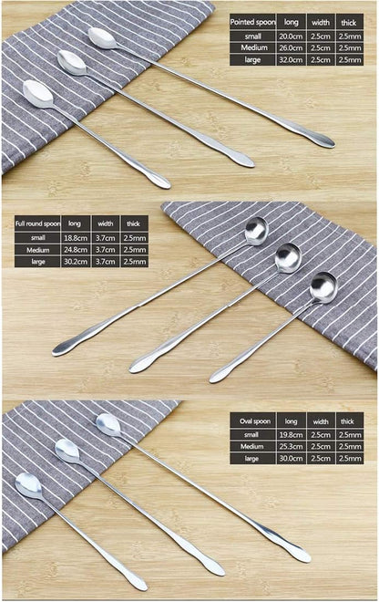 SellerWay Long Handle Spoon, 12-inch Stainless Steel Iced Teaspoon for Mixing, Set of 4