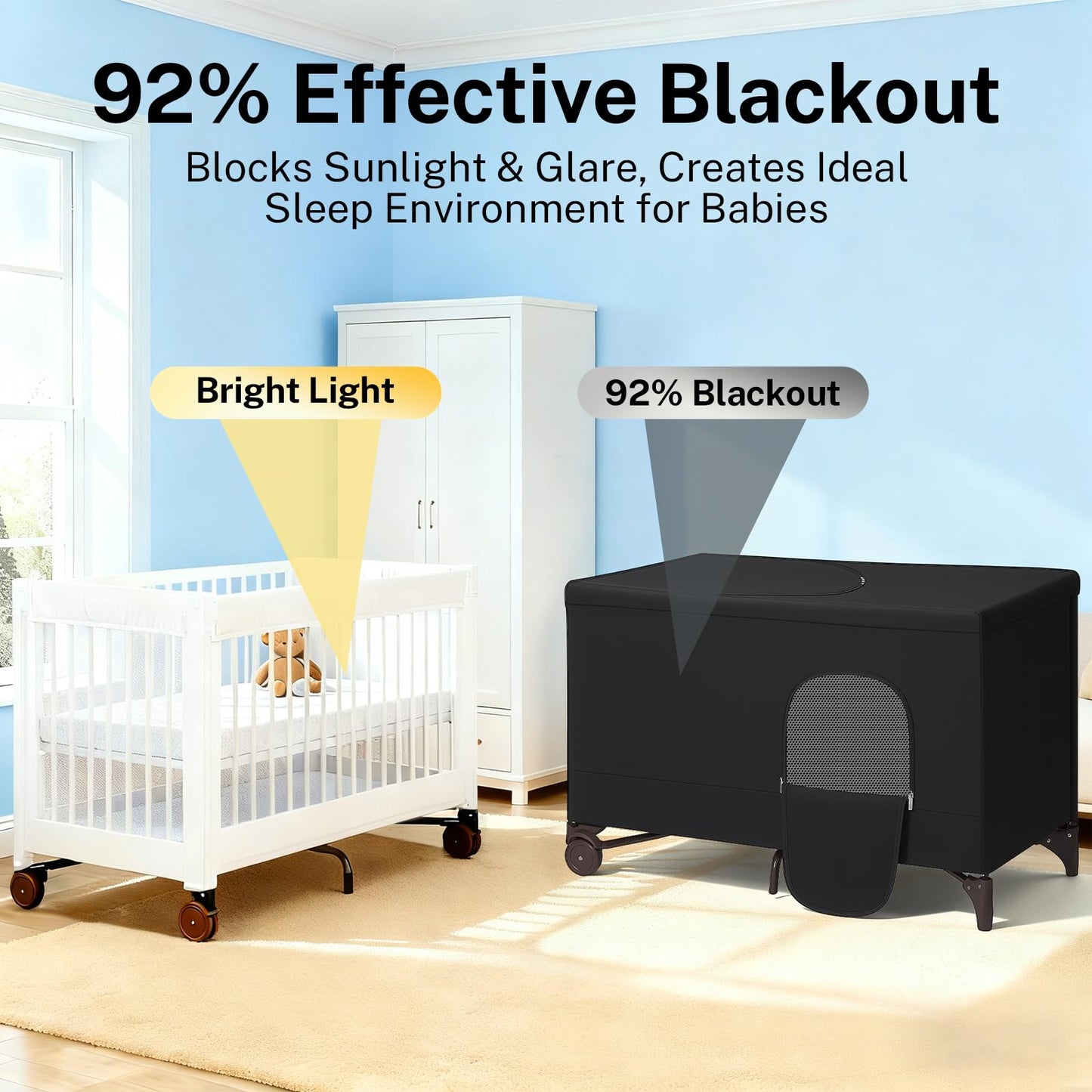 KBVASOTZ Breathable Pack n Play Blackout Cover, Portable Stretchy Netting Cover for Indoor Outdoor Travel Playard