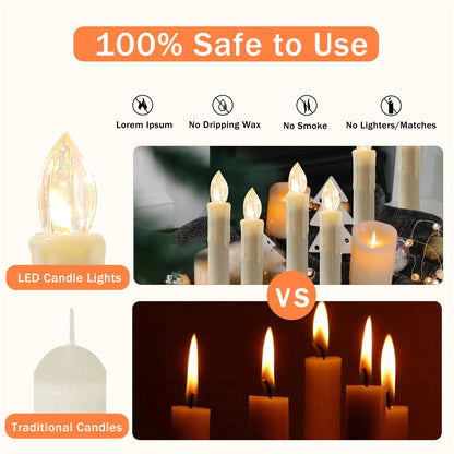 Gedengni Short Candlesticks LED Taper Candles, 4inches Battery Chandelier Remote LED Candle Sticks Flameless Candlesticks Timer Tapered Candles with Clip for Hotels Bars Churches Harry Potter Party