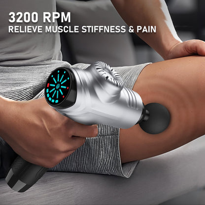RAEMAO Massage Gun, Handheld Electric Deep Tissue Muscle Massager for Athletes for Pain Relief Attaching 8 Replacement Heads, Percussion Massager with 10 Speeds, Father's Day Gifts, Carbon