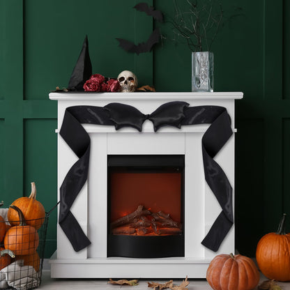 Suncalla Large Halloween Fireplace Decor Bat Bow Mantel Scarf 123 x 6 Inch Big Black Bow Decor for Halloween Party Door Window Fireplace