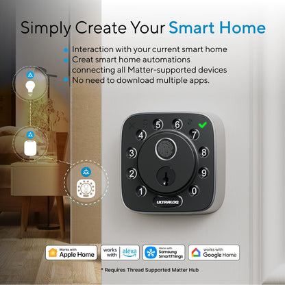 ULTRALOQ Bolt Fingerprint WiFi Smart Lock, Works with Apple Home, Siri, Alexa, 8-in-1 Keyless Entry with Fingerprint ID, App Remote Control, Keypad Deadbolt, BHMA Cert., Easy Install, 10 Mo. Battery