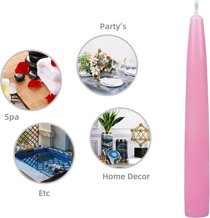 12-Piece Taper Candles, 6-Inch, Pink, 12 Count (Pack of 1)