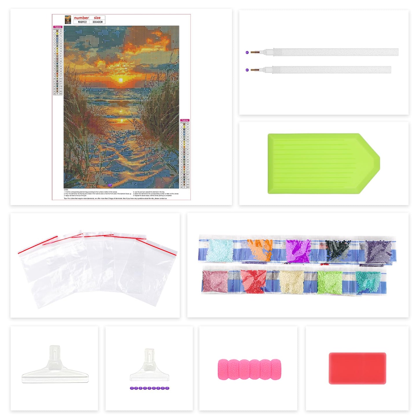 Lxmsja Beach Diamond Art Kits for Adults, Landscape DIY Full Drill Diamond Painting Kits for Beginners, 5D Gem Art Crafts for Adults, Home Wall Decor 12x16 inch