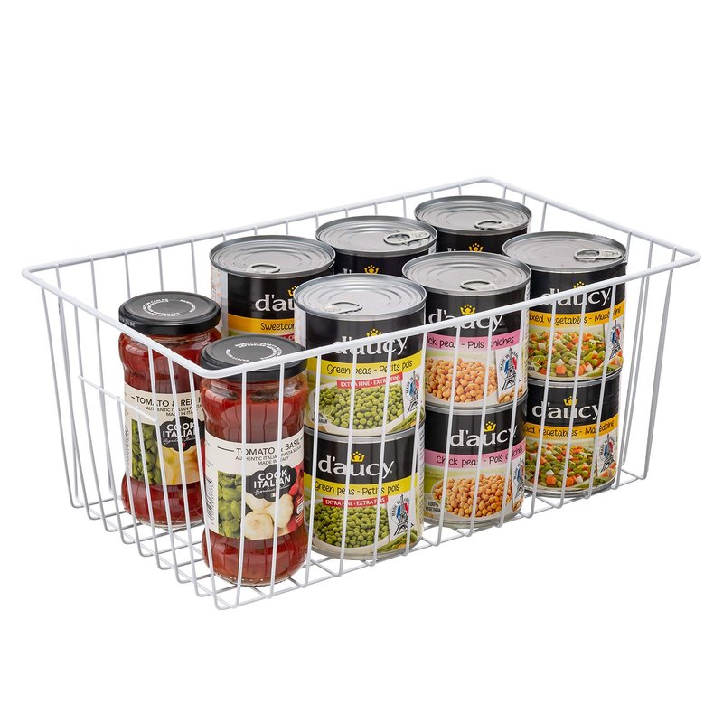 Y.Z.Bros 16" L x 12" W Wider Freezer Storage Organizer Baskets Container, Deep Metal Wire Chest Upright Refrigerator Divider with Built-in Handles for Cabinet, Pantry, Closet, Kitchen