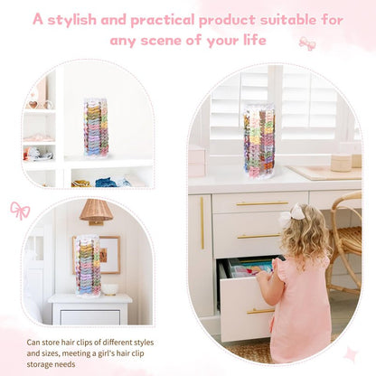 POVETIRE Bow Holder for Girls Hair Bows,Pink Hair Bow Organizer, Hair Clips Stand Hair Accessories Rack Display Decors Baby Nursery Toddler Girls Room-Pink-White