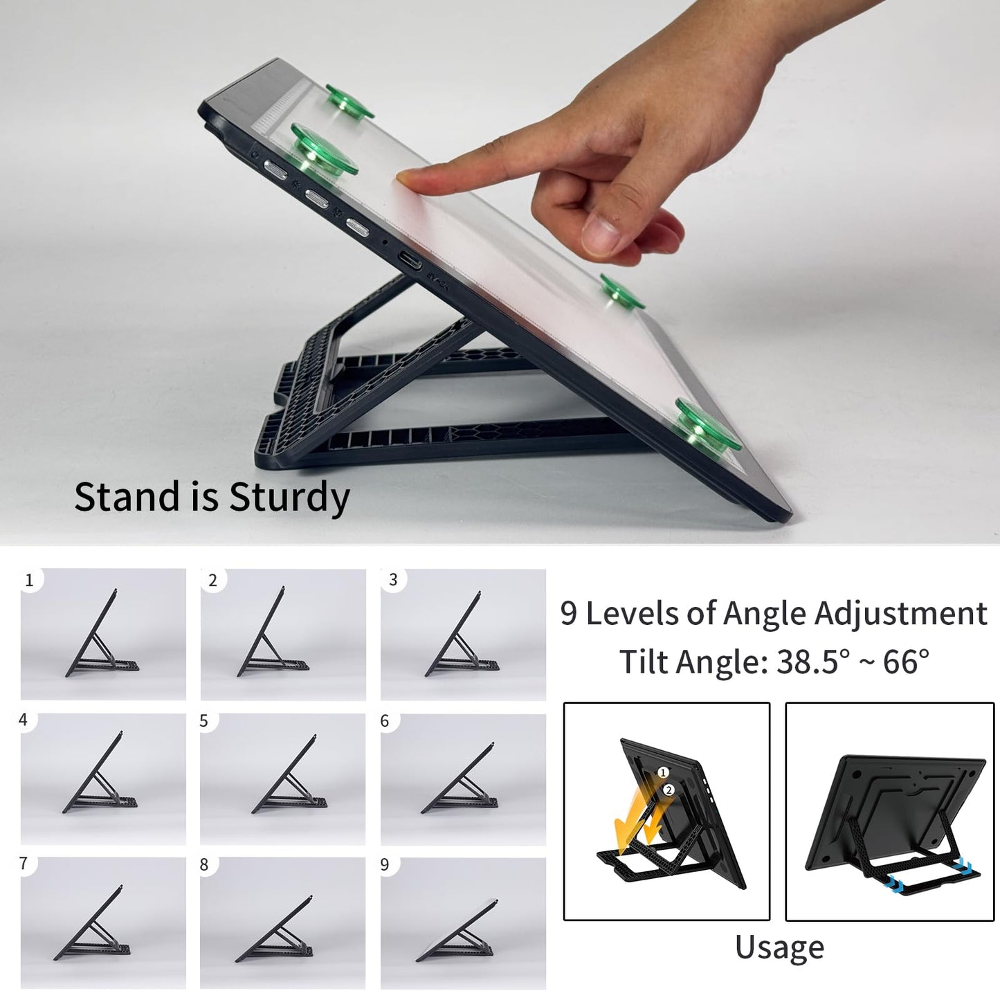 YINGWOND Rechargeable A4 Light Pad with Stand,7100LUX Magnetic Diamond Art Light Board,3 Light Colors,Adjustable Brightness,Portable Wireless Light Box for Tracing,Drawing,Sketching