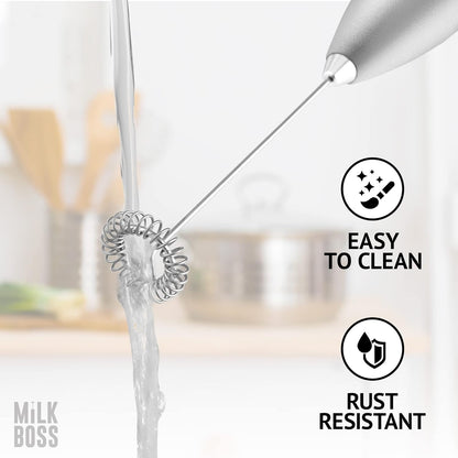 Milk Boss Matcha Whisk - Handheld Electric Stirrer & Drink Mixer, Durable Stainless Steel Matcha Blender